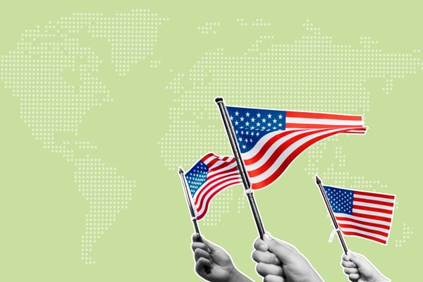 Stock photo of waving American flags, by Creativa Images